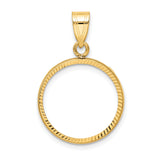 Isle of Man 1/10 oz Gold Cat Coin Bezel Pendant Prong Set Polished Diamond-Cut in 14k Yellow Gold