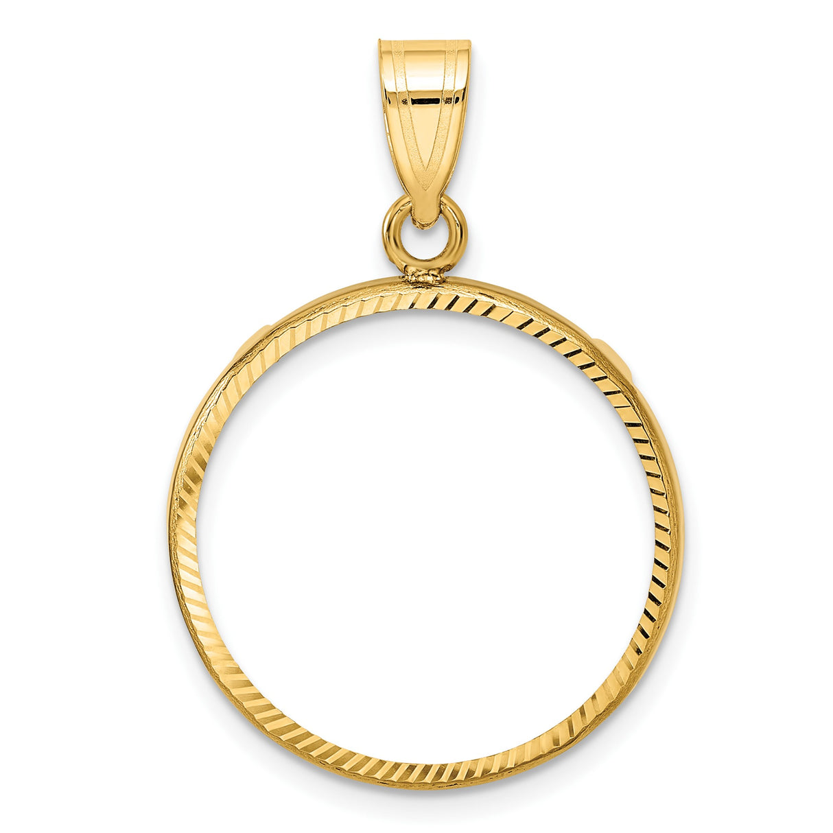 Australian 1/4 oz Gold Kangaroo $25 Coin Bezel Pendant Prong Set Plain Diamond-Cut in 14k Yellow Gold
