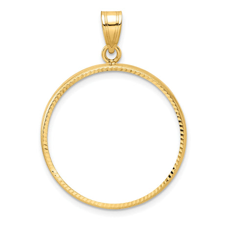 Australian 1/2 oz Gold Lunar $50 Coin Series 1 Coin Bezel Pendant Prong Set Polished Diamond-Cut in 14k Yellow Gold