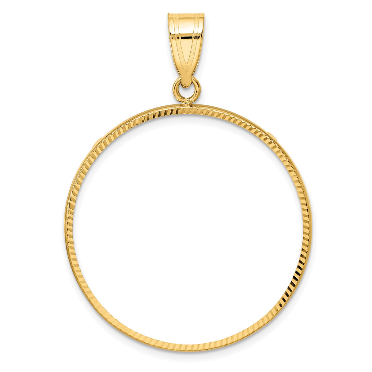 Isle of Man 1/2 oz Gold Cat Coin Bezel Pendant Prong Set Plain Diamond-Cut in 14k Yellow Gold
