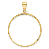 Australian 1 oz Platinum Koala $100 Coin Bezel Pendant Prong Set Polished Diamond-Cut in 14k Yellow Gold