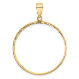 Australian 1 oz Gold Lunar $100 Coin Series 3 Coin Bezel Pendant Prong Set Plain Diamond-Cut in 14k Yellow Gold