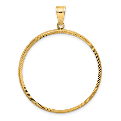 Austria 1 oz Gold Philharmonic €100 Coin Bezel Pendant Prong Set Polished Diamond-Cut