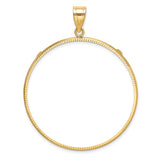 39.5 mm Coin Bezel Pendant Plain Diamond-Cut Prong Set in 14k Yellow Gold