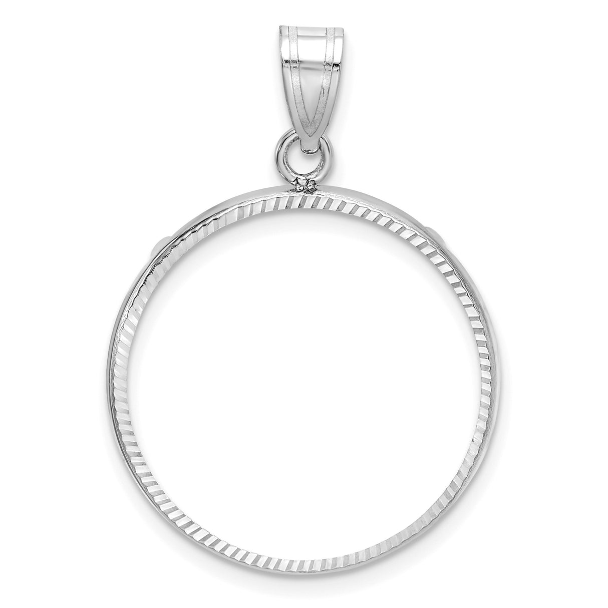 US 1/4 oz Platinum American Eagle $25 Coin Bezel Pendant Prong Set Polished Diamond-Cut in 14k White Gold
