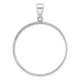 Isle of Man 1 oz Gold Noble £5 Coin Series 1 Coin Bezel Pendant Prong Set Plain Diamond-Cut in 14k White Gold