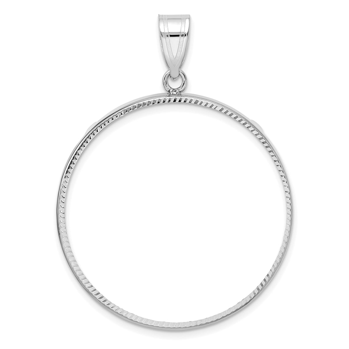US 1 oz Platinum American Eagle $100 Coin Bezel Pendant Prong Set Polished Diamond-Cut in 14k White Gold