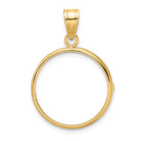 19.5 mm Coin Bezel Pendant Plain Polished Prong Set in 10k Yellow Gold