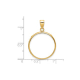 US 1/4 oz Platinum American Eagle $25 Coin Bezel Pendant Prong Set Polished in 14k Yellow Gold