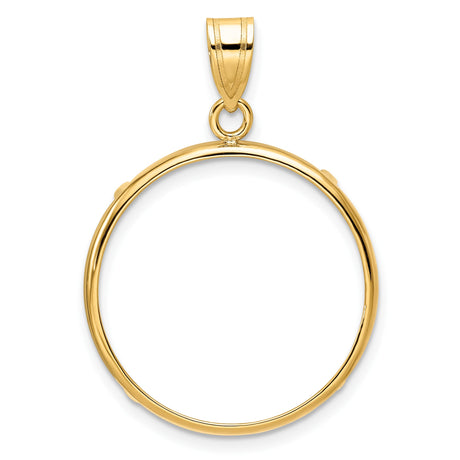 US 1/4 oz Platinum American Eagle $25 Coin Bezel Pendant Prong Set Polished in 14k Yellow Gold