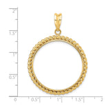 Isle of Man 1/2 oz Gold Cat Coin Bezel Pendant Prong Set Twisted Rope in 14k Yellow Gold