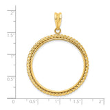Australian 1 oz Platinum Koala $100 Coin Bezel Pendant Prong Set Twisted Rope in 14k Yellow Gold