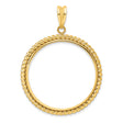 Australian 1 oz Gold Nugget $100 Coin Bezel Pendant Prong Set Twisted Rope in 14k Yellow Gold