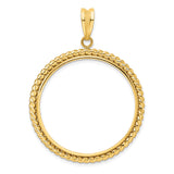 Australian 1 oz Platinum Koala $100 Coin Bezel Pendant Prong Set Twisted Rope in 14k Yellow Gold