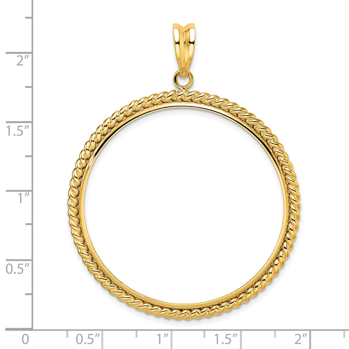39.5 mm Coin Bezel Pendant Twisted Rope Prong Set in 14k Yellow Gold