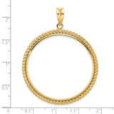 39.5 mm Coin Bezel Pendant Twisted Rope Prong Set in 14k Yellow Gold