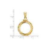 Australian 1/10 oz Gold Lunar $15 Coin Series 1 Coin Bezel Pendant Screw Top Diamond-Cut Twisted Ribbon in 14k Yellow Gold