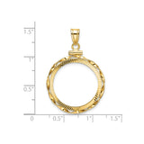 Italy Gold 20 Lire Coin Bezel Pendant Screw Top Diamond-Cut Twisted Ribbon in 14k Yellow Gold