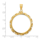 Australian 1 oz Gold Lunar $100 Coin Series 3 Coin Bezel Pendant Screw Top Diamond-Cut Twisted Ribbon in 14k Yellow Gold