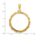 Isle of Man 1 oz Gold Angel £5 Coin Series 1 Coin Bezel Pendant Screw Top Diamond-Cut Twisted Ribbon in 14k Yellow Gold