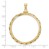 37 mm Coin Bezel Pendant Diamond-Cut Twisted Ribbon Screw Top in 14k Yellow Gold