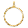 Mexican 50 Pesos Gold Centenario Coin Bezel Pendant Screw Top Diamond-Cut Twisted Ribbon