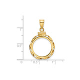 Australian 1/10 oz Gold Kangaroo $15 Coin Bezel Pendant Screw Top Twisted Ribbon in 14k Yellow Gold