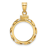 Australian 1/10 oz Gold Koala $15 Coin Bezel Pendant Screw Top Twisted Ribbon in 10k Yellow Gold