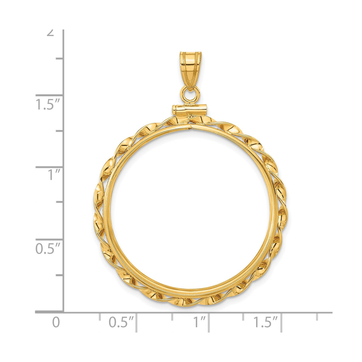 Isle of Man 1/2 oz Gold Cat Coin Bezel Pendant Screw Top Twisted Ribbon in 14k Yellow Gold