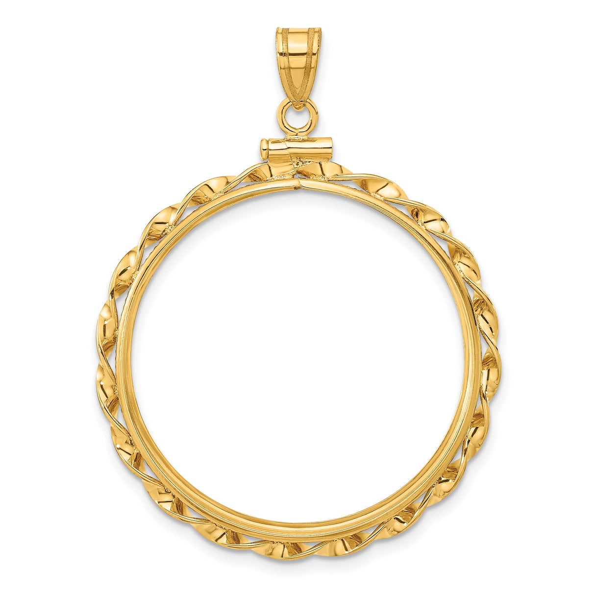 Isle of Man 1/2 oz Gold Cat Coin Bezel Pendant Screw Top Twisted Ribbon in 14k Yellow Gold