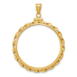 Isle of Man 1/2 oz Gold Cat Coin Bezel Pendant Screw Top Twisted Ribbon in 14k Yellow Gold