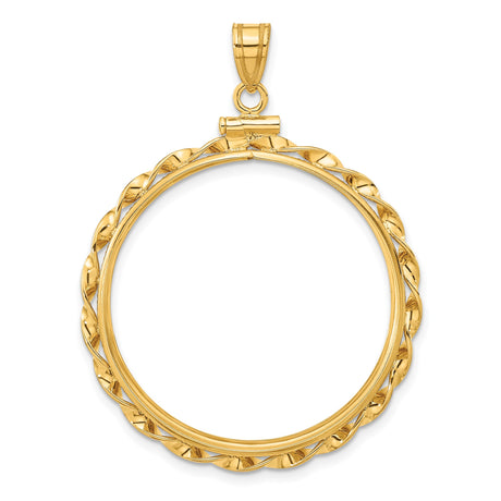 Isle of Man 1/2 oz Gold Cat Coin Bezel Pendant Screw Top Twisted Ribbon in 14k Yellow Gold