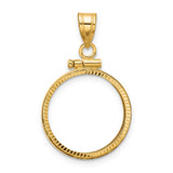 Isle of Man 1/10 oz Gold Cat Coin Bezel Pendant Screw Top Diamond-Cut in 14k Yellow Gold