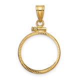 Isle of Man 1/10 oz Gold Cat Coin Bezel Pendant Screw Top Diamond-Cut in 14k Yellow Gold