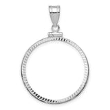 US 1/2 oz Platinum American Eagle $50 Coin Bezel Pendant Screw Top Diamond-Cut in 14k White Gold