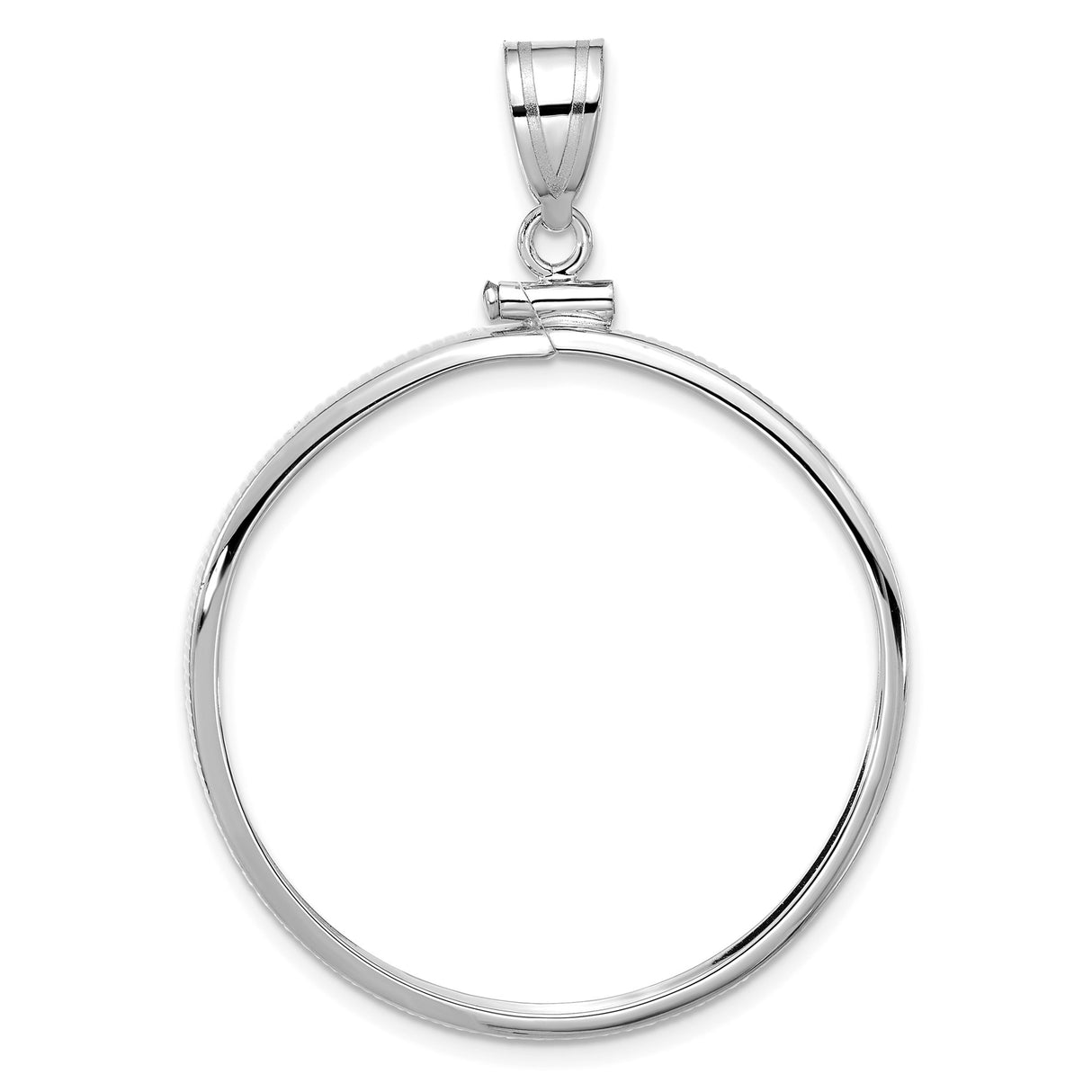 Australian 1 oz Gold Kangaroo $100 Coin Series 2 Coin Bezel Pendant Screw Top Reeded Edge in 14k White Gold