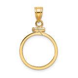 Australian 1/10 oz Gold Lunar $15 Coin Series 3 Coin Bezel Pendant Screw Top Polished Plain in 14k Yellow Gold