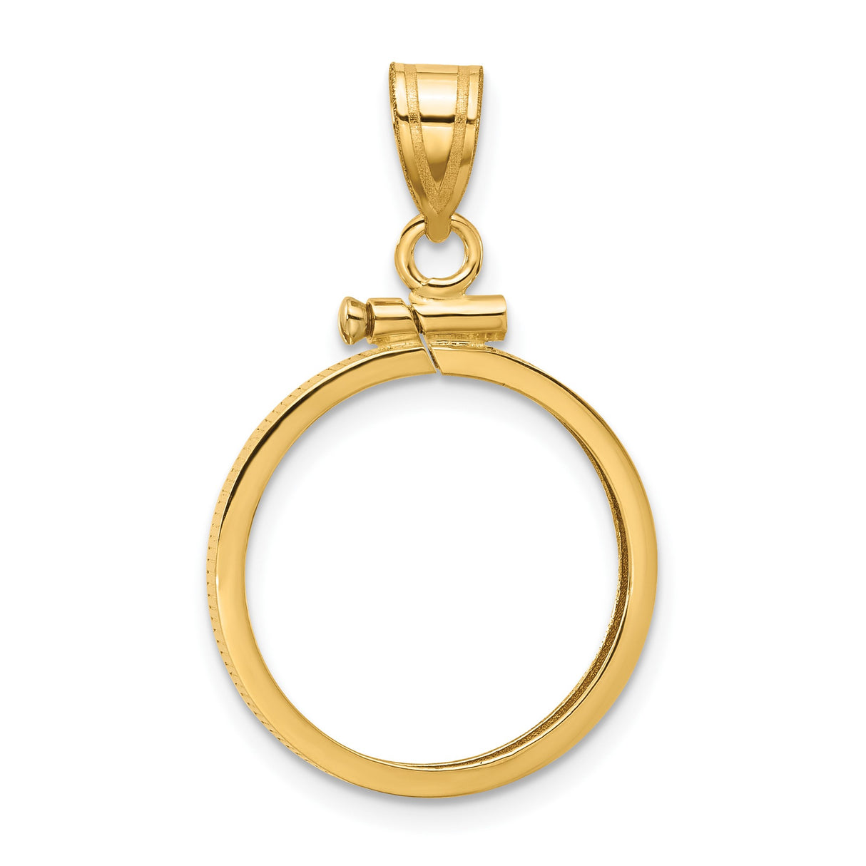 Isle of Man 1/10 oz Gold Cat Coin Bezel Pendant Prong Set Reeded Edge in 14k Yellow Gold