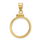 Isle of Man 1/10 oz Gold Cat Coin Bezel Pendant Prong Set Reeded Edge in 14k Yellow Gold
