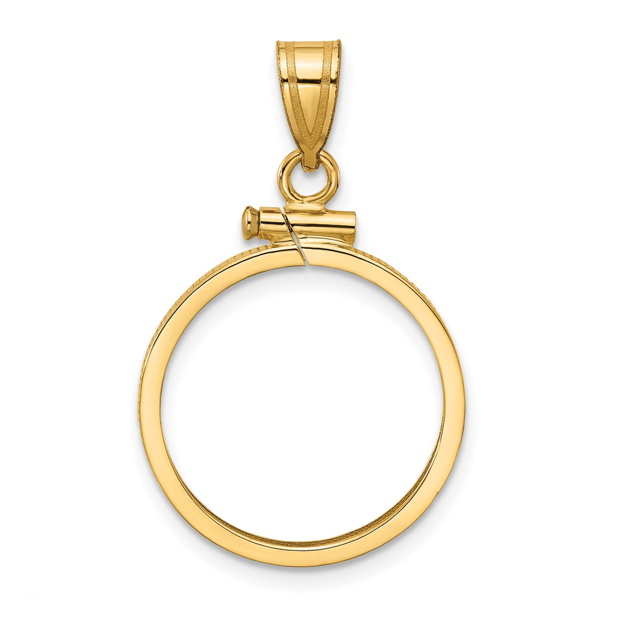 Isle of Man 1/10 oz Gold Cat Coin Bezel Pendant Prong Set Reeded Edge in 14k Yellow Gold