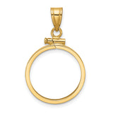 Isle of Man 1/10 oz Gold Cat Coin Bezel Pendant Prong Set Reeded Edge in 14k Yellow Gold