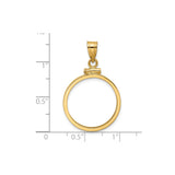 Australian 1/4 oz Gold Kangaroo $25 Coin Bezel Pendant Screw Top Reeded Edge in 14k Yellow Gold