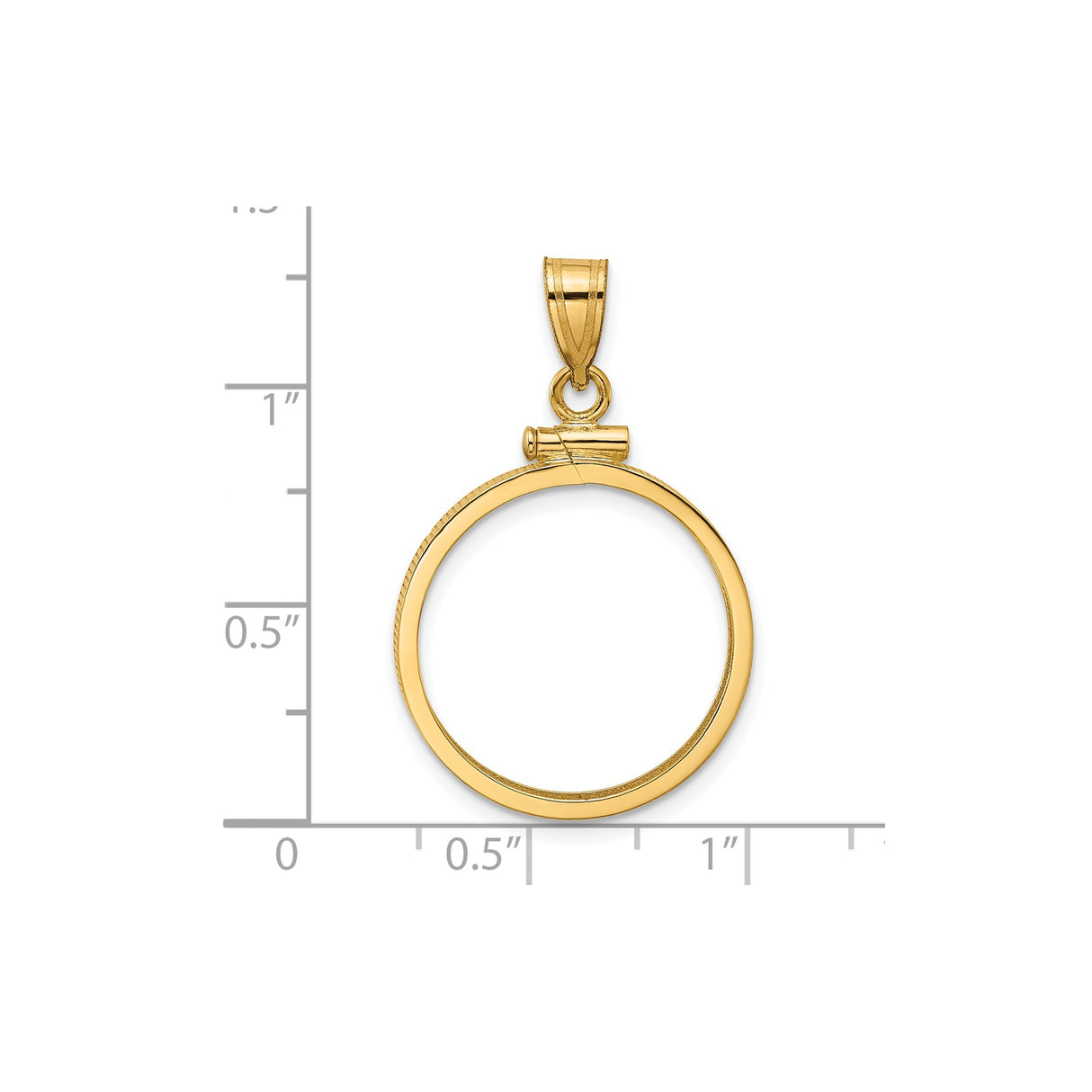 Australian 1/4 oz Gold Lunar $25 Coin Series 1 Coin Bezel Pendant Prong Set Reeded Edge in 14k Yellow Gold