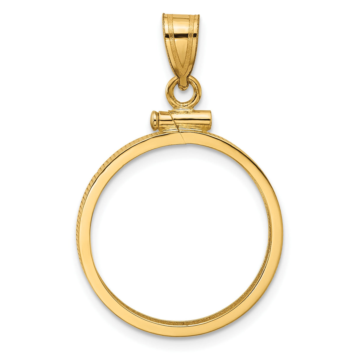 Australian 1/4 oz Gold Kangaroo $25 Coin Bezel Pendant Prong Set Reeded Edge in 14k Yellow Gold