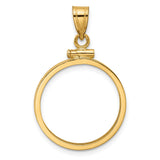 Australian 1/4 oz Gold Kangaroo $25 Coin Bezel Pendant Prong Set Reeded Edge in 14k Yellow Gold