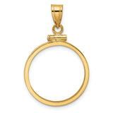 Australian 1/4 oz Gold Lunar $25 Coin Series 1 Coin Bezel Pendant Prong Set Reeded Edge in 14k Yellow Gold