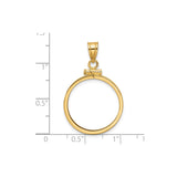 UK 1/4 oz Platinum Britannia £25 Coin Bezel Pendant Screw Top Reeded Edge in 14k Yellow Gold