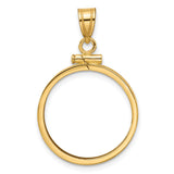 Australian 1/4 oz Gold Kangaroo $25 Coin Bezel Pendant Prong Set Reeded Border in 10k Yellow Gold