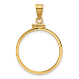US 1/4 oz Platinum American Eagle $25 Coin Bezel Pendant Prong Set Reeded Edge in 14k Yellow Gold