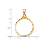 Australian 1/2 oz Gold Lunar $50 Coin Series 1 Coin Bezel Pendant Prong Set Reeded Edge in 14k Yellow Gold